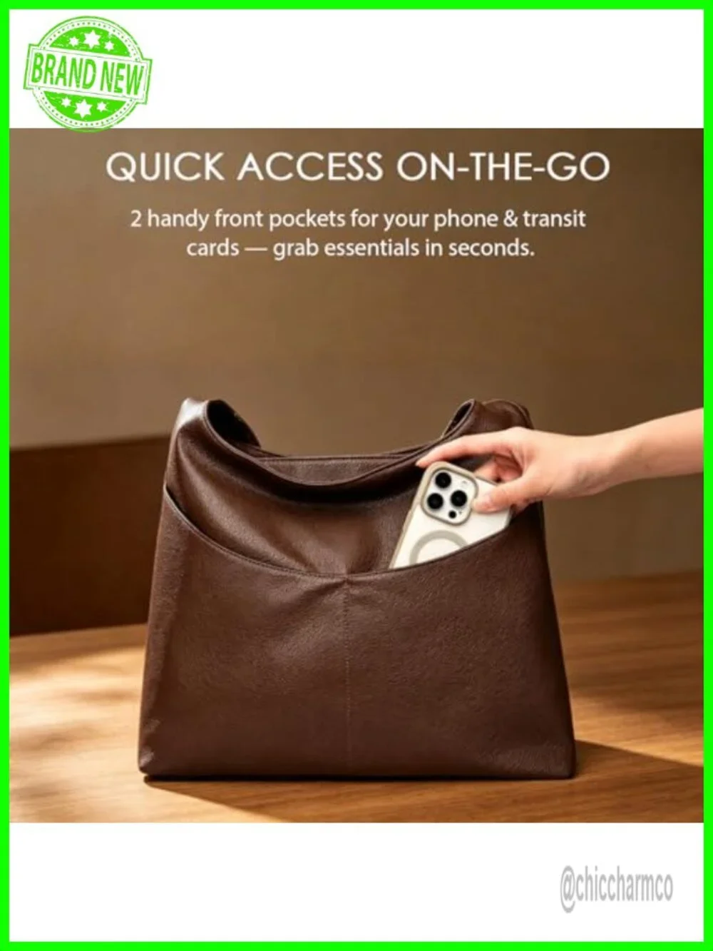 Large Slouchy Vegan Leather Hobo Bag Shoulder Crossbody Tote Work Travel